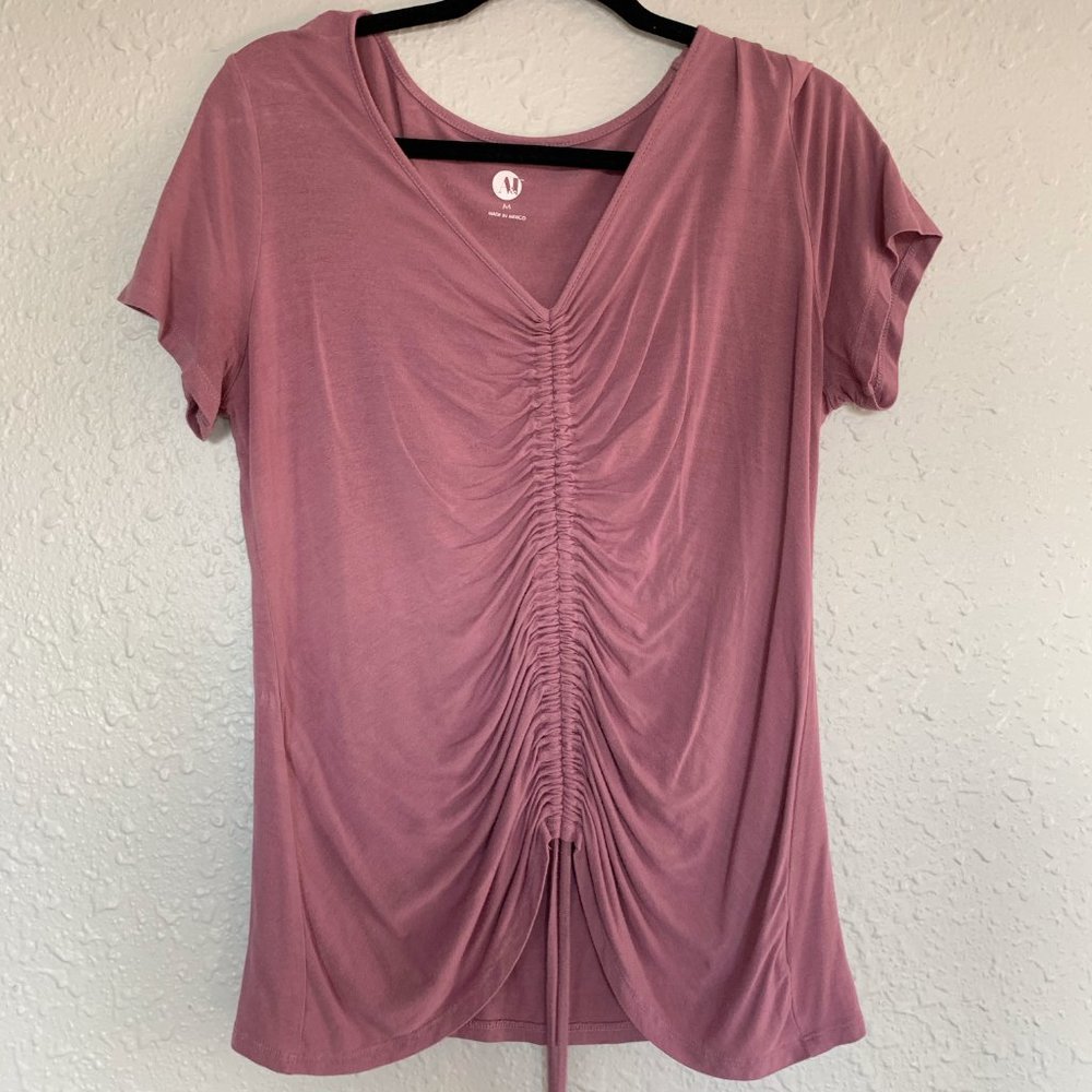 A&I Purple Sinch Front Short Sleeve Top